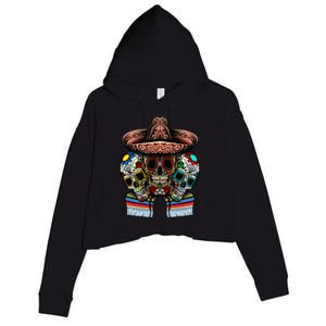 Day Of The Dead Tri Sugar Skulls Crop Fleece Hoodie