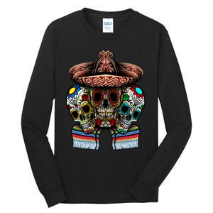 Day Of The Dead Tri Sugar Skulls Tall Long Sleeve T-Shirt