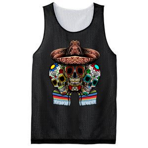 Day Of The Dead Tri Sugar Skulls Mesh Reversible Basketball Jersey Tank