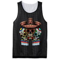 Day Of The Dead Tri Sugar Skulls Mesh Reversible Basketball Jersey Tank