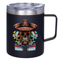 Day Of The Dead Tri Sugar Skulls 12oz Stainless Steel Coffee Mug