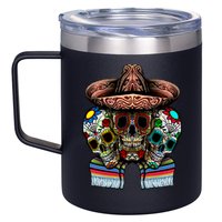 Day Of The Dead Tri Sugar Skulls 12oz Stainless Steel Coffee Mug