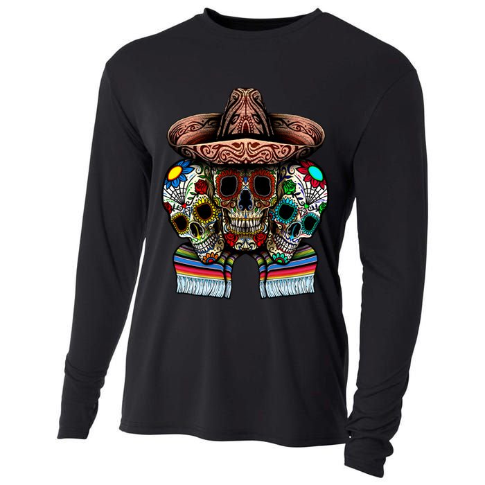 Day Of The Dead Tri Sugar Skulls Cooling Performance Long Sleeve Crew