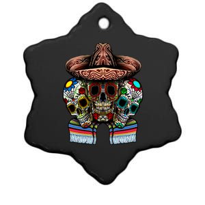 Day Of The Dead Tri Sugar Skulls Ceramic Star Ornament