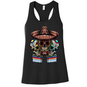 Day Of The Dead Tri Sugar Skulls Women's Racerback Tank