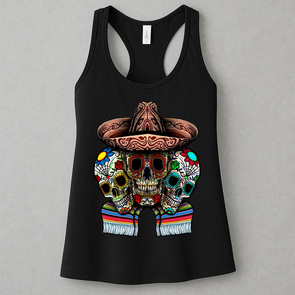 Day Of The Dead Tri Sugar Skulls Womens Tank Top