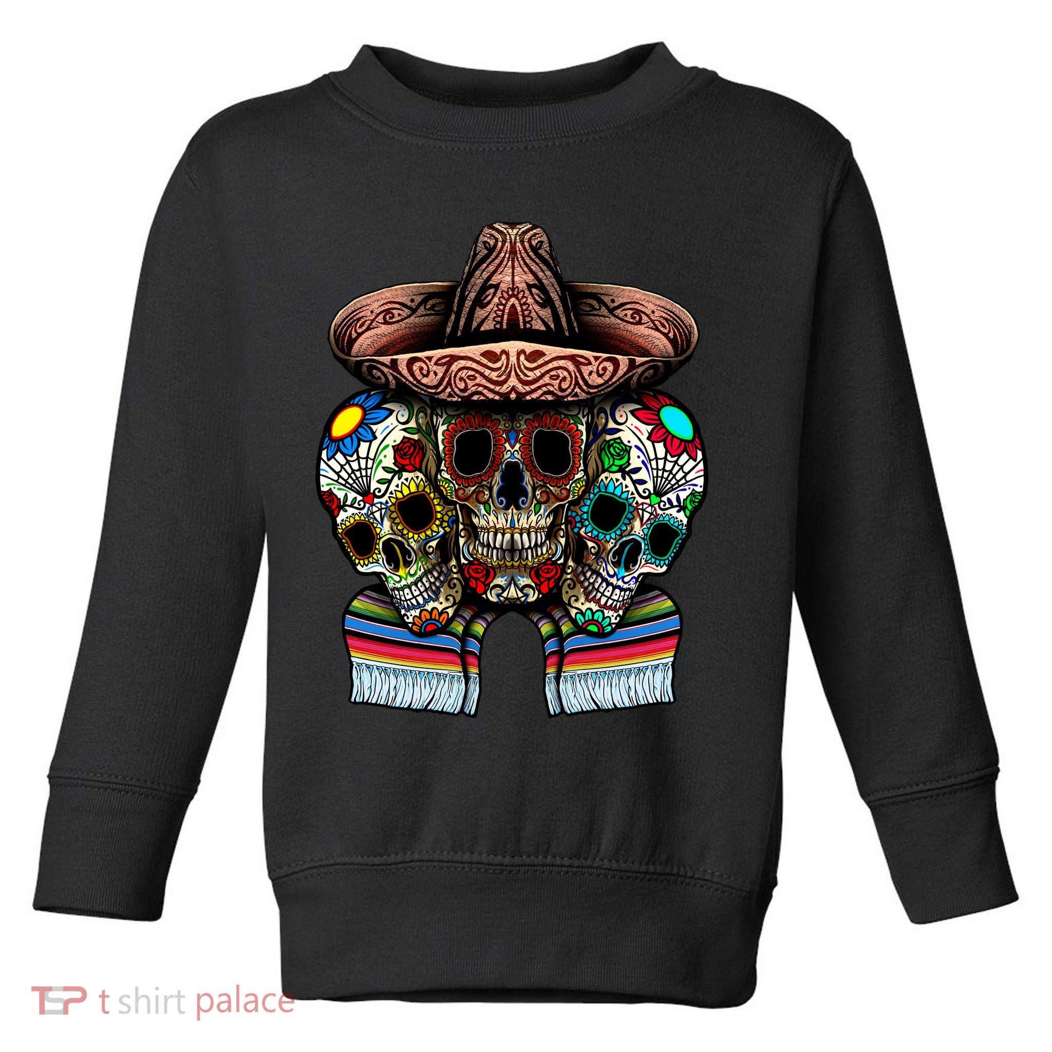 Day Of The Dead Tri Sugar Skulls Toddler Sweatshirt