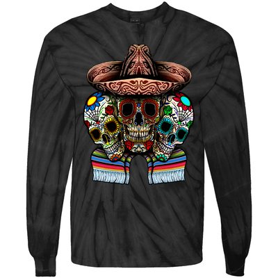 Day Of The Dead Tri Sugar Skulls Tie-Dye Long Sleeve Shirt