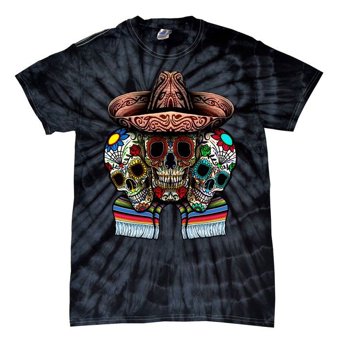 Day Of The Dead Tri Sugar Skulls Tie-Dye T-Shirt