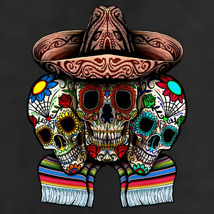 Day Of The Dead Tri Sugar Skulls Trucker Hat