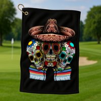 Day Of The Dead Tri Sugar Skulls Golf Towel