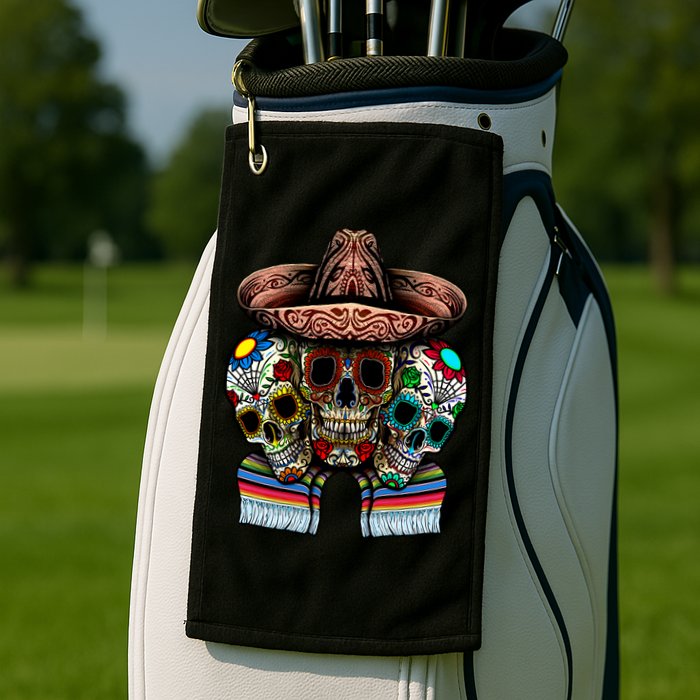 Day Of The Dead Tri Sugar Skulls Golf Towel