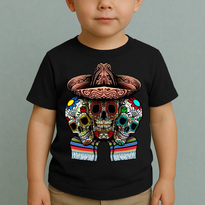 Day Of The Dead Tri Sugar Skulls Toddler T-Shirt