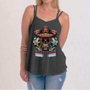 Day Of The Dead Tri Sugar Skulls Women's Strappy Tank