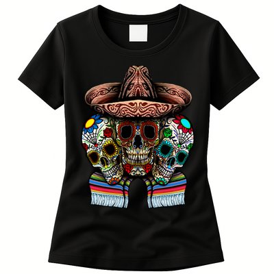 Day Of The Dead Tri Sugar Skulls Womens T-Shirt