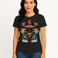 Day Of The Dead Tri Sugar Skulls Womens T-Shirt