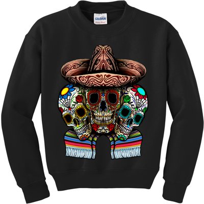 Day Of The Dead Tri Sugar Skulls Kids Sweatshirt