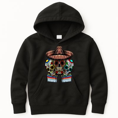 Day Of The Dead Tri Sugar Skulls Kids Hoodie