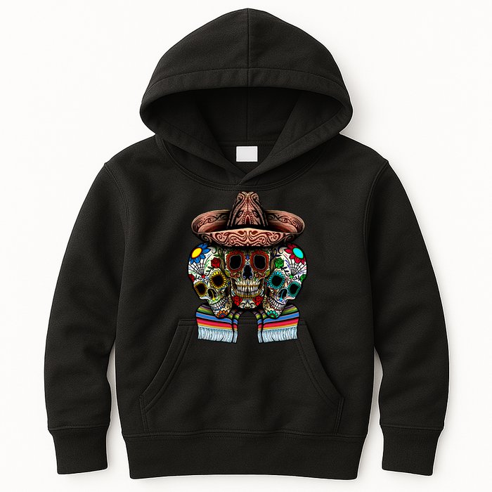 Day Of The Dead Tri Sugar Skulls Kids Hoodie