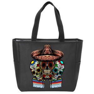 Day Of The Dead Tri Sugar Skulls Zip Tote Bag