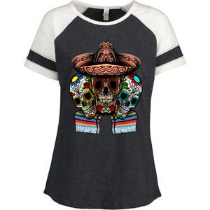 Day Of The Dead Tri Sugar Skulls Enza Ladies Jersey Colorblock Tee