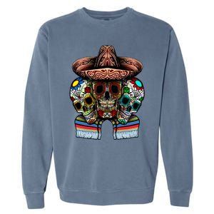 Day Of The Dead Tri Sugar Skulls Garment-Dyed Sweatshirt