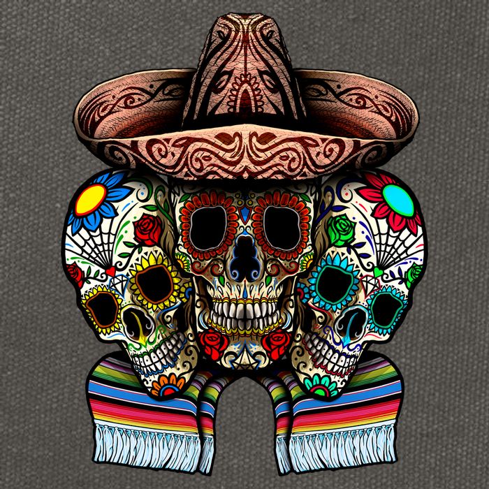 Day Of The Dead Tri Sugar Skulls Cotton Canvas Backpack