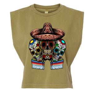 Day Of The Dead Tri Sugar Skulls Garment-Dyed Women's Muscle Tee