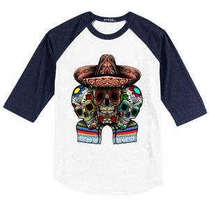 Day Of The Dead Tri Sugar Skulls Baseball Sleeve Shirt