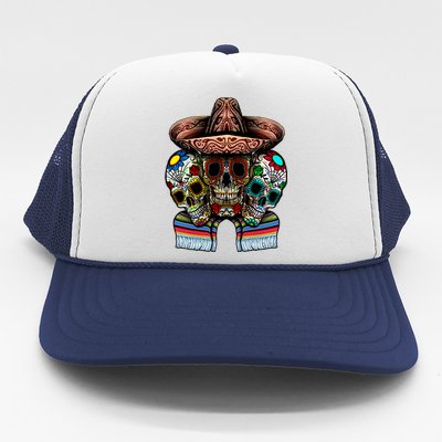 Day Of The Dead Tri Sugar Skulls Trucker Hat