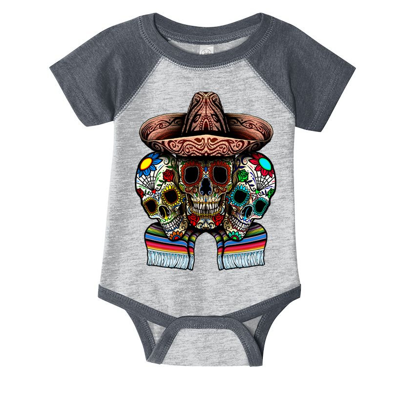 Day Of The Dead Tri Sugar Skulls Infant Baby Jersey Bodysuit