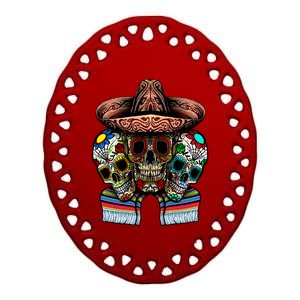 Day Of The Dead Tri Sugar Skulls Ceramic Oval Ornament