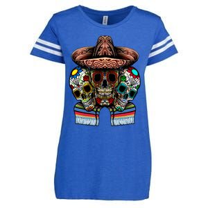 Day Of The Dead Tri Sugar Skulls Enza Ladies Jersey Football T-Shirt