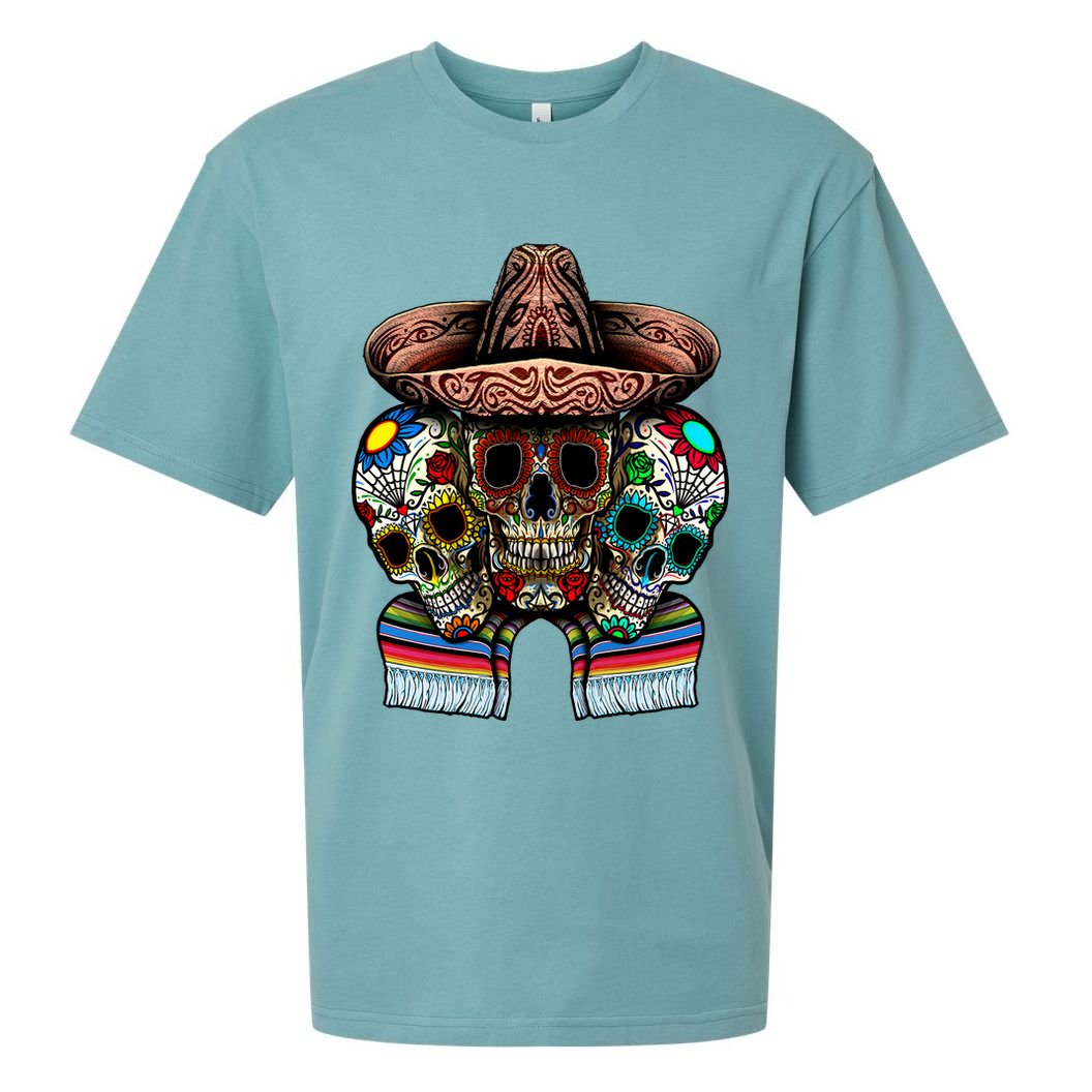 Day Of The Dead Tri Sugar Skulls Sueded Cloud Jersey T-Shirt
