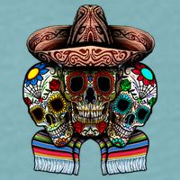 Day Of The Dead Tri Sugar Skulls Sueded Cloud Jersey T-Shirt