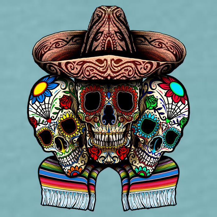 Day Of The Dead Tri Sugar Skulls Sueded Cloud Jersey T-Shirt