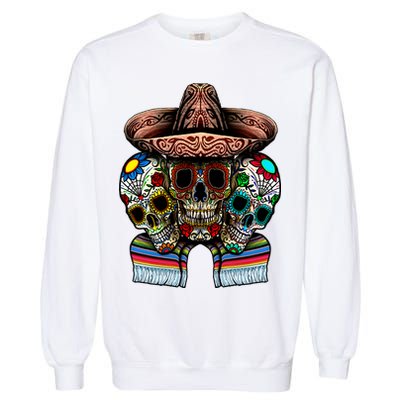 Day Of The Dead Tri Sugar Skulls Garment-Dyed Sweatshirt