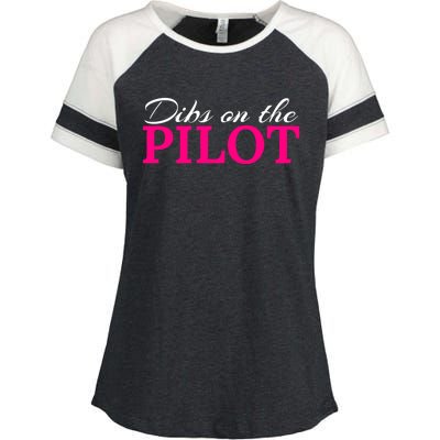 Dibs On The Pilot Funny Aviator Gift Enza Ladies Jersey Colorblock Tee