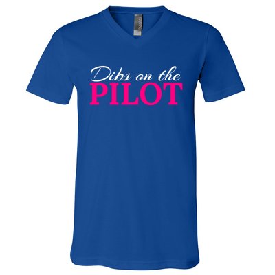 Dibs On The Pilot Funny Aviator Gift V-Neck T-Shirt