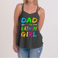 Dad of the Birthday Glows Retro 80's Party Glow Women's Strappy Tank