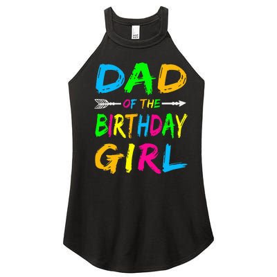 Dad of the Birthday Glows Retro 80's Party Glow Women’s Perfect Tri Rocker Tank