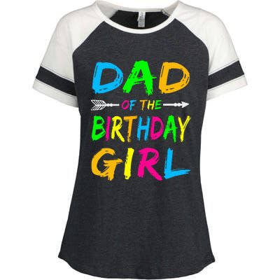 Dad of the Birthday Glows Retro 80's Party Glow Enza Ladies Jersey Colorblock Tee