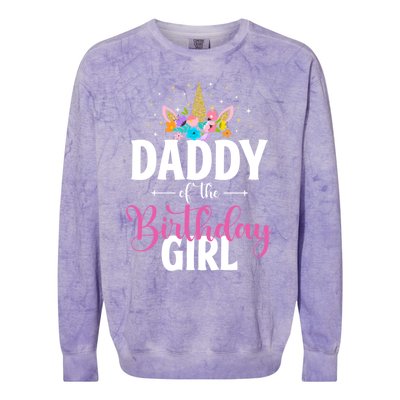 Daddy Of The Birthday Unicorn Family Matching Cute Gift Colorblast Crewneck Sweatshirt