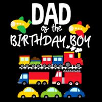 Dad Of The Birthday Boy Cars Trucks Trains Birthday Party Drawstring Bag