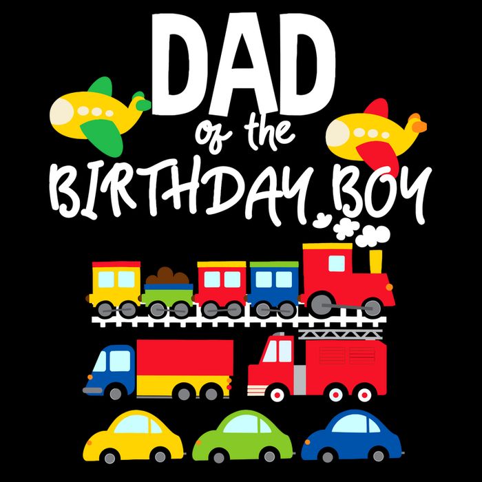 Dad Of The Birthday Boy Cars Trucks Trains Birthday Party Drawstring Bag