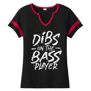 Dibs On The Bass Player Guitar funny Musician Ladies Halftime Notch Neck Tee