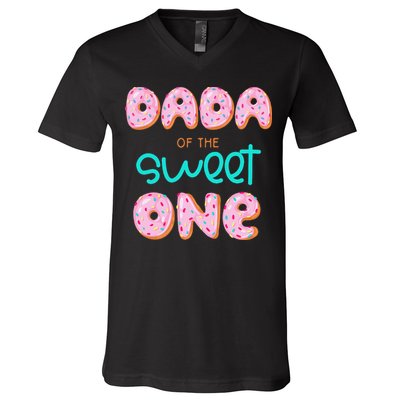 Dada of The Sweet One First Birthday Matching Family Donut V-Neck T-Shirt