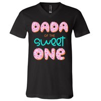 Dada of The Sweet One First Birthday Matching Family Donut V-Neck T-Shirt