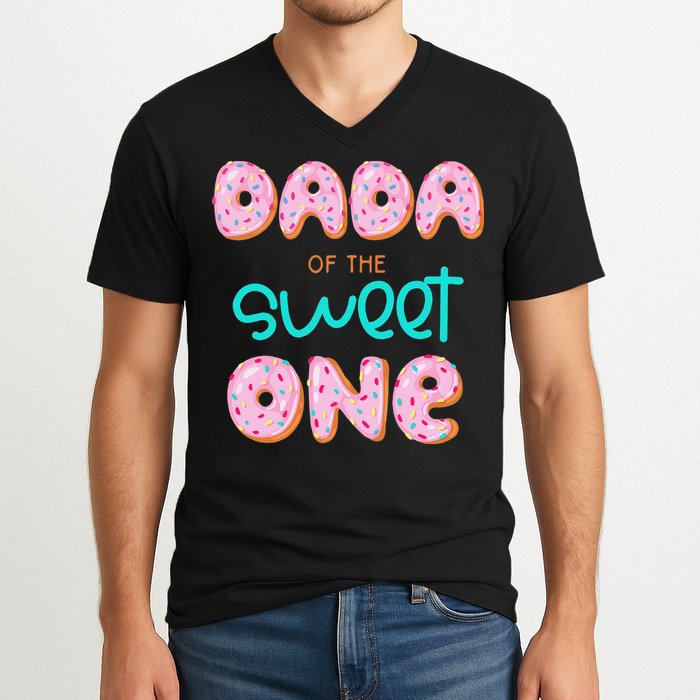 Dada of The Sweet One First Birthday Matching Family Donut V-Neck T-Shirt