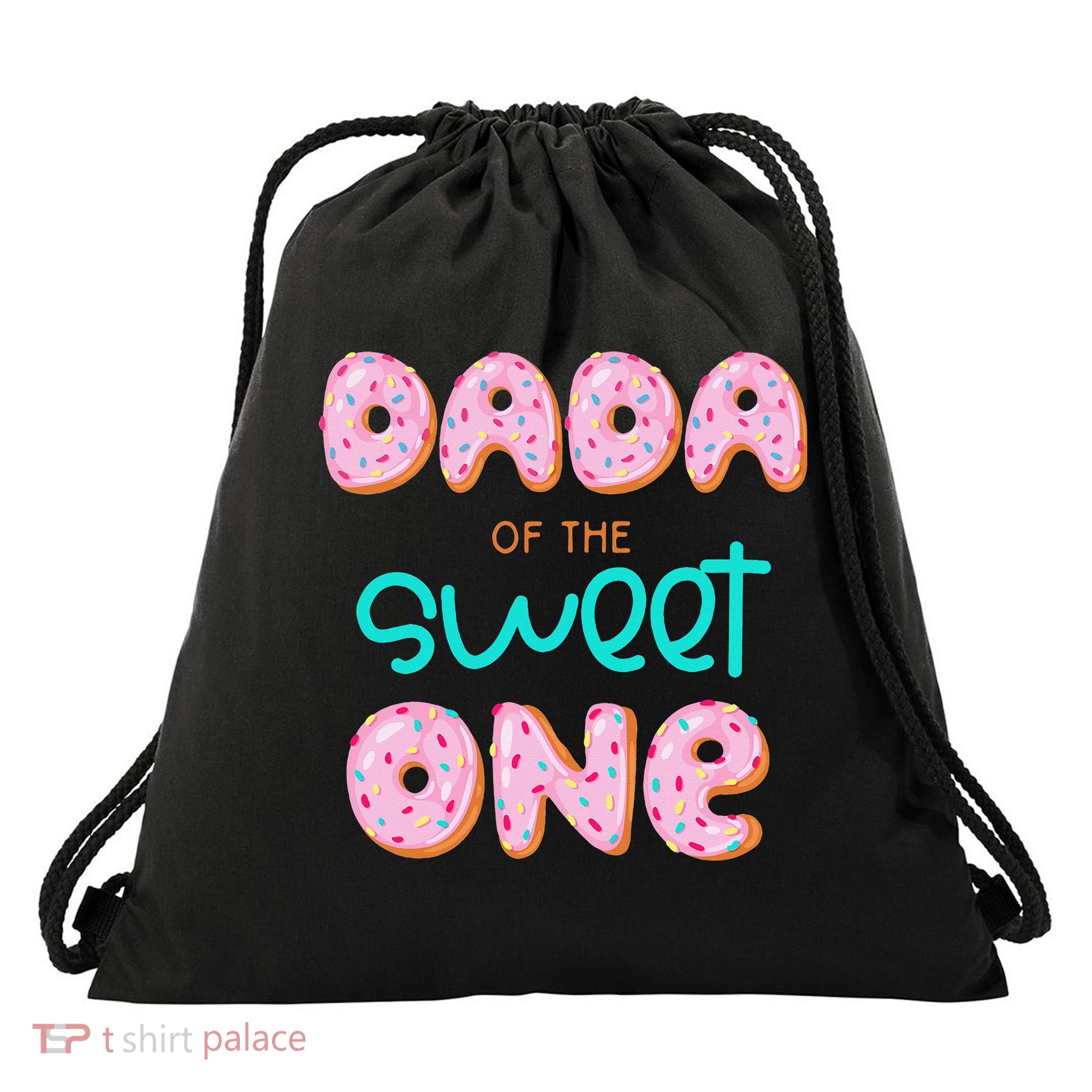 Dada of The Sweet One First Birthday Matching Family Donut Drawstring Bag